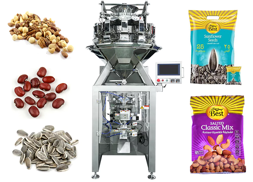 100 BPM Multi Head Weigher High Speed Full Servo Drive Granule Packing Machine